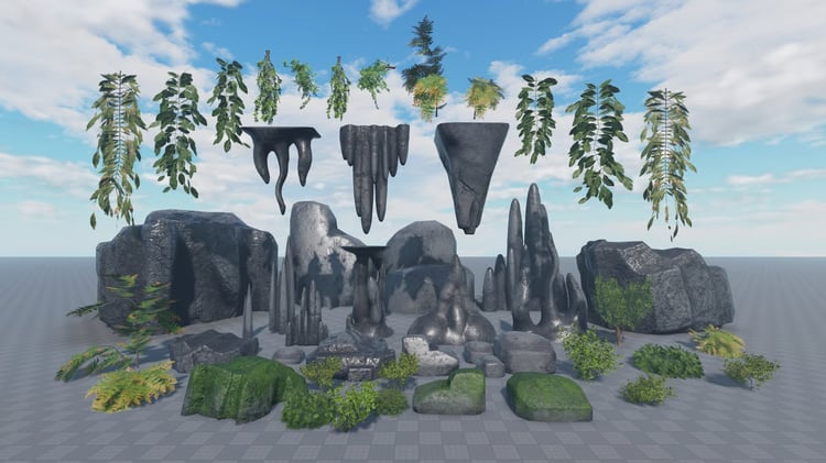 Realistic rock formations for Roblox cave environments
