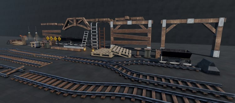 Wooden support beams inside underground mining tunnels
