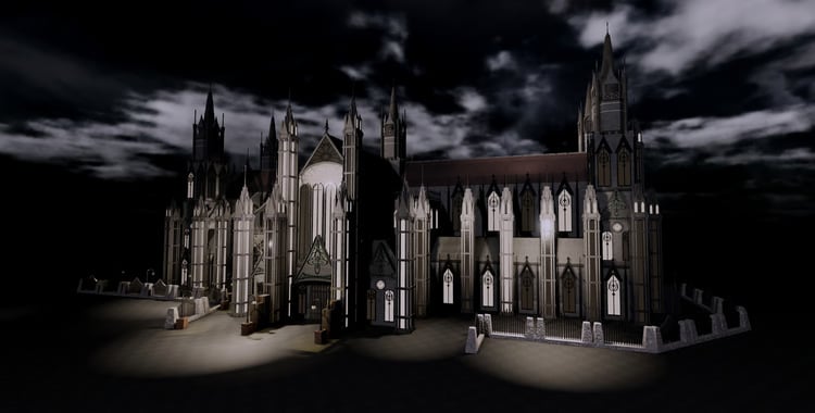 Gothic cathedral exterior with detailed stone architecture