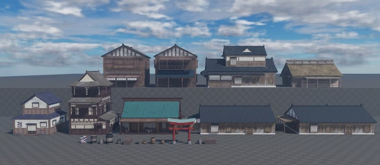 Traditional Japanese houses inspired by the Edo period