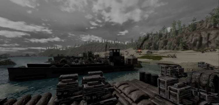 Forests and ruined farm fields with windmills