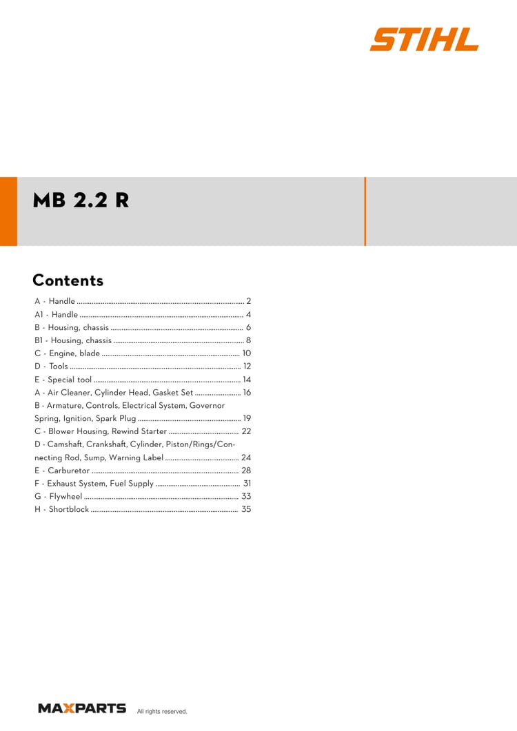 Cover of the VIKING MB 2.2 R illustrated parts catalogue PDF, showing the model name and contents.