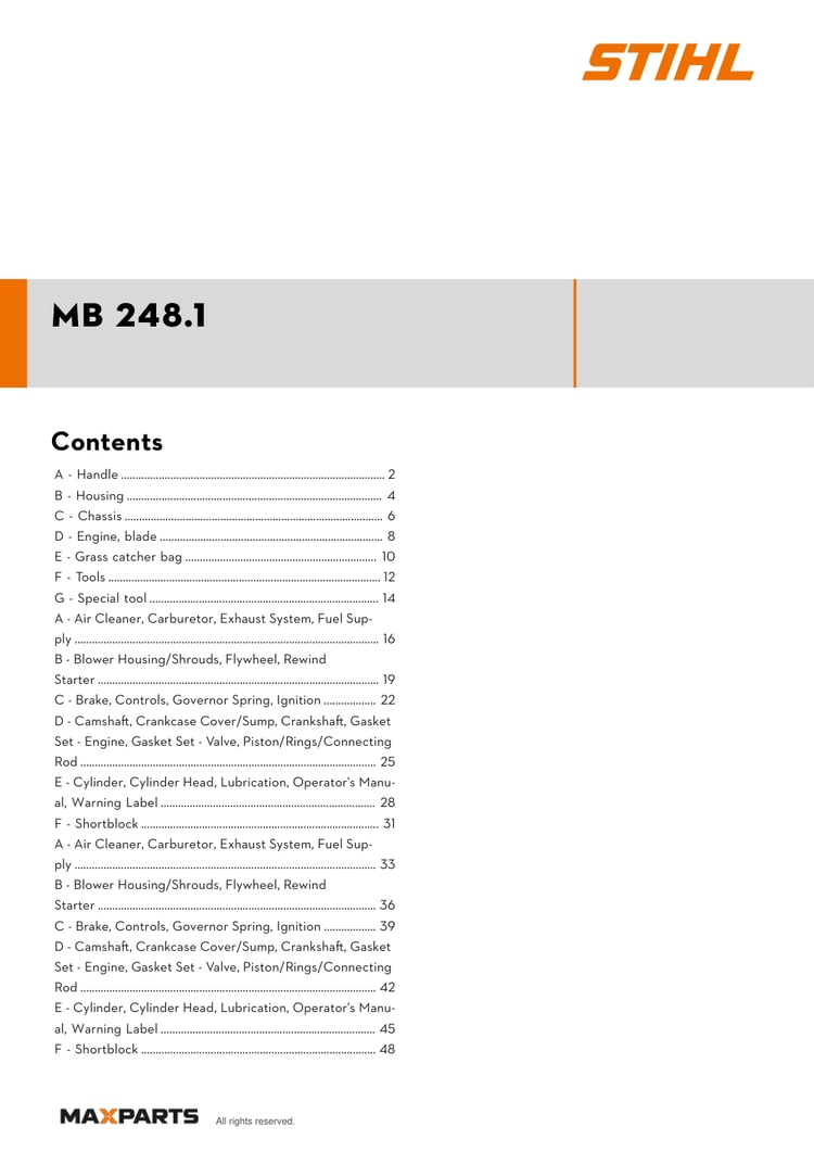 Cover of the VIKING MB 248.1 illustrated parts catalogue PDF, showing the model name and contents.