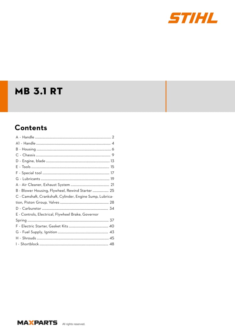 Cover of the VIKING MB 3.1 RT illustrated parts catalogue PDF, showing the model name and contents.