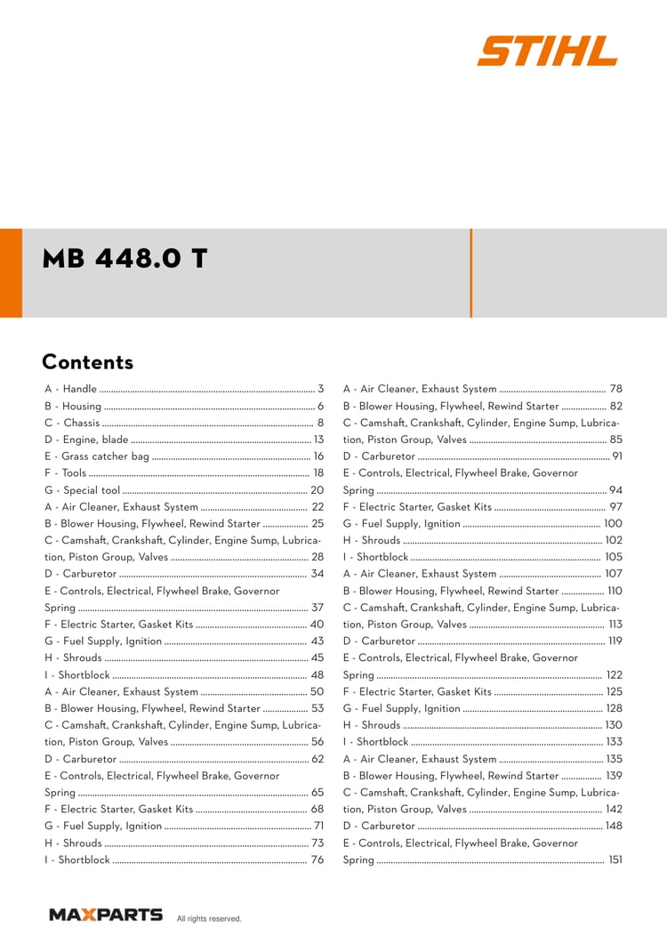 Cover of the VIKING MB 448.0 T illustrated parts catalogue PDF, showing the model name and contents.