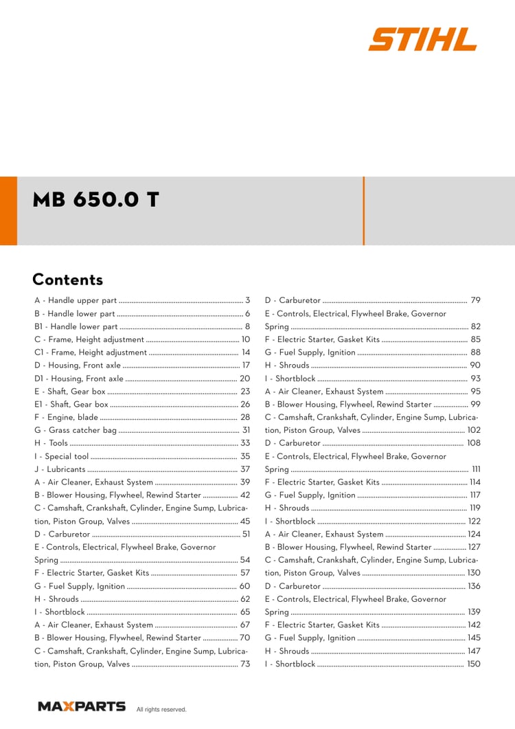 Cover of the VIKING MB 650.0 T illustrated parts catalogue PDF, showing the model name and contents.