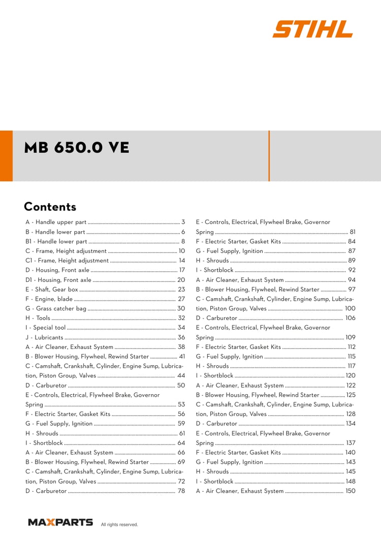 Cover of the VIKING MB 650.0 VE illustrated parts catalogue PDF, showing the model name and contents.