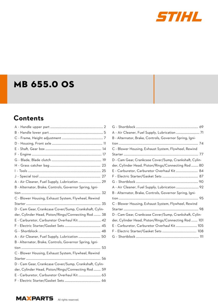 Cover of the VIKING MB 655.0 OS illustrated parts catalogue PDF, showing the model name and contents.