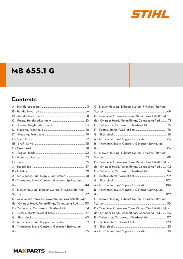Cover of the VIKING MB 655.1 G illustrated parts catalogue PDF, showing the model name and contents.