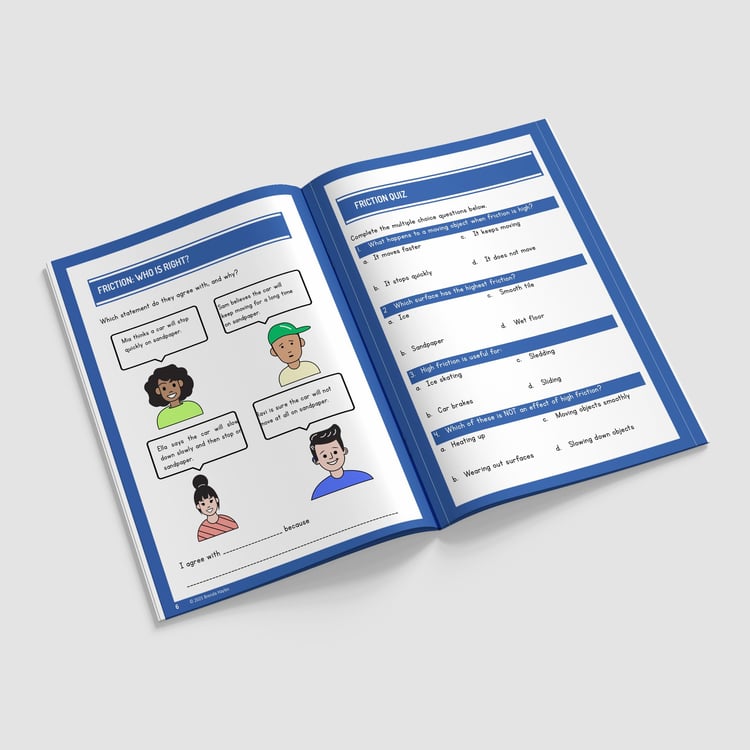 Forces Science Worksheets and Workbook | Grades 3-5 | NGSS Aligned | Parachutes, Levers and Pulleys: preview page 2 of 4