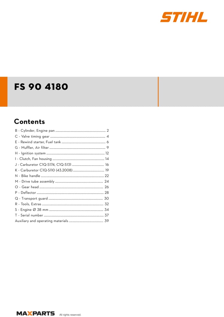 Cover of the STIHL FS 90 4180 illustrated parts catalogue PDF, showing the model name and contents.