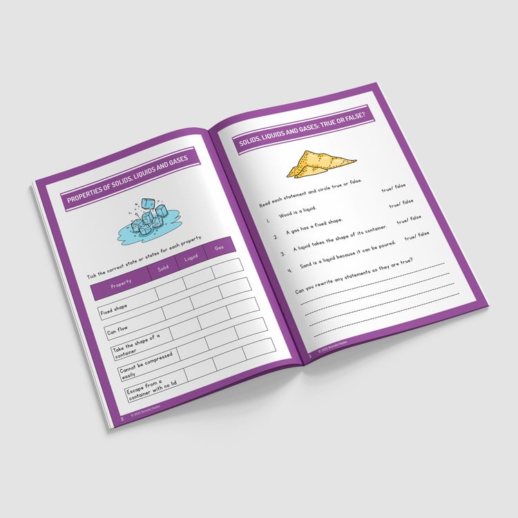States of Matter Year 4 Worksheet with Answers | KS2 Solids, Liquids and Gases Workbook: preview page 2 of 4