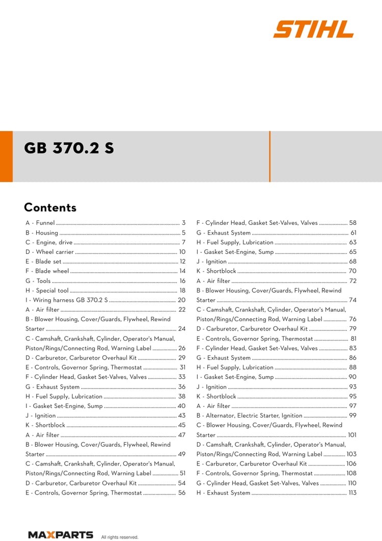 Cover of the VIKING GB 370.2 S illustrated parts catalogue PDF, showing the model name and contents.