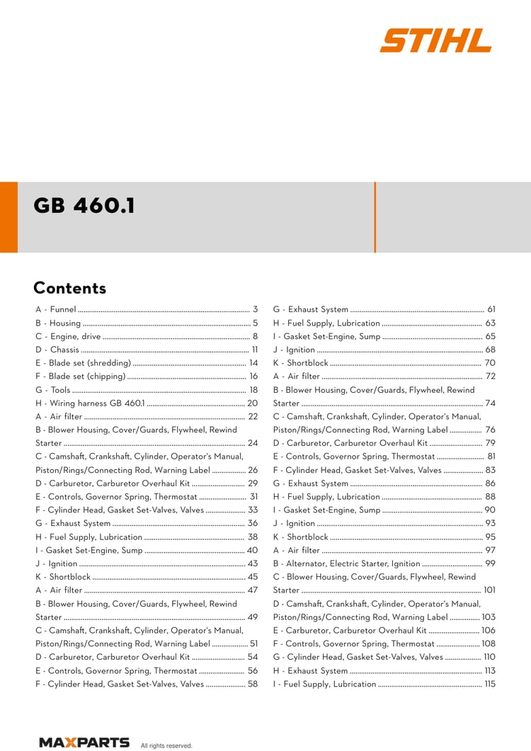 Cover of the VIKING GB 460.1 illustrated parts catalogue PDF, showing the model name and contents.
