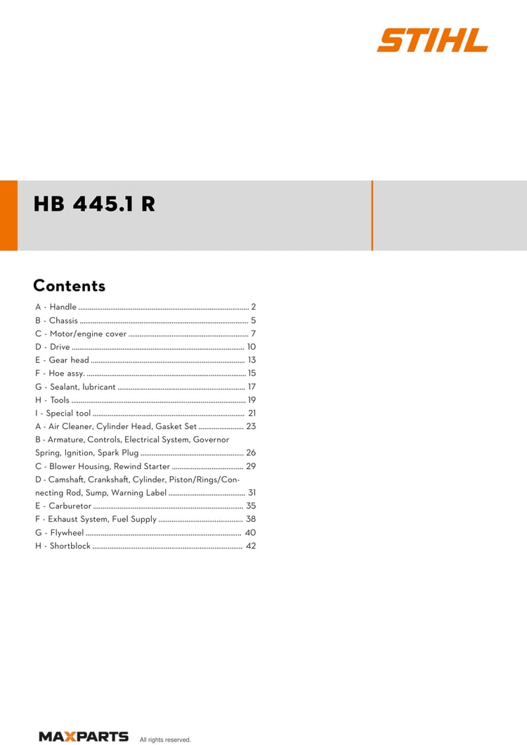 Cover of the VIKING HB 445.1 R illustrated parts catalogue PDF, showing the model name and contents.