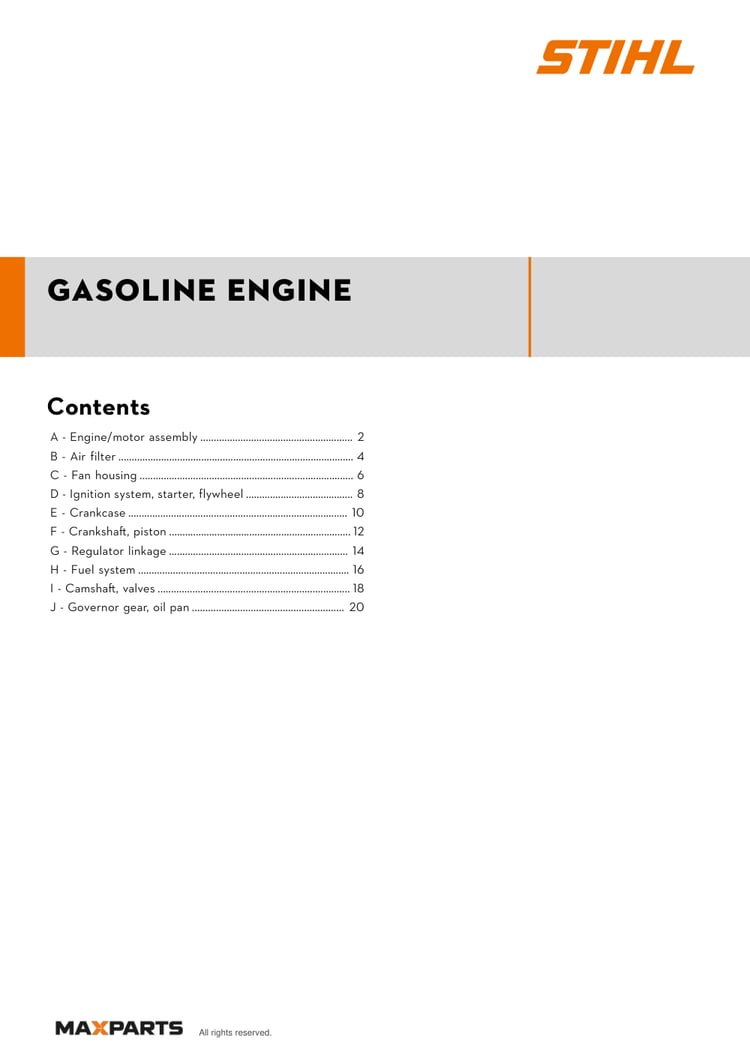 Cover of the STIHL Gasoline engine (ID 61400111809) illustrated parts catalogue PDF, showing the model name and contents.