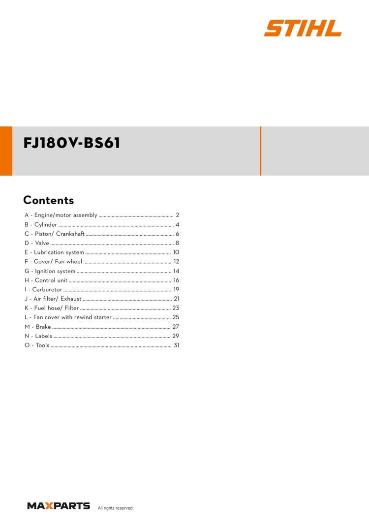 Cover of the Kawasaki FJ180V-BS61 illustrated parts catalogue PDF, showing the model name and contents.