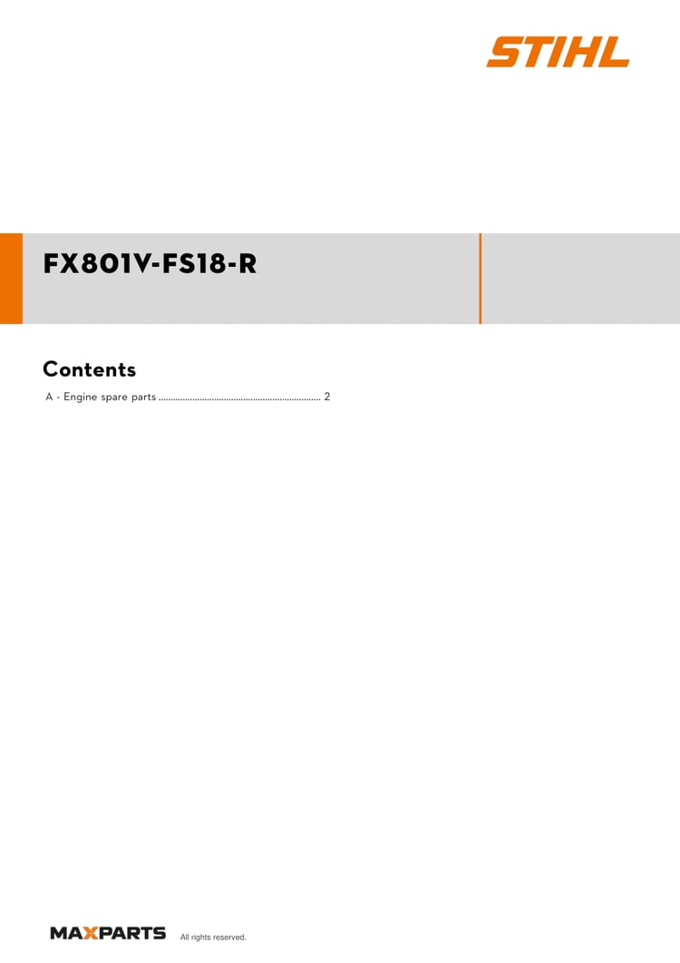Cover of the Kawasaki FX801V-FS18-R illustrated parts catalogue PDF, showing the model name and contents.