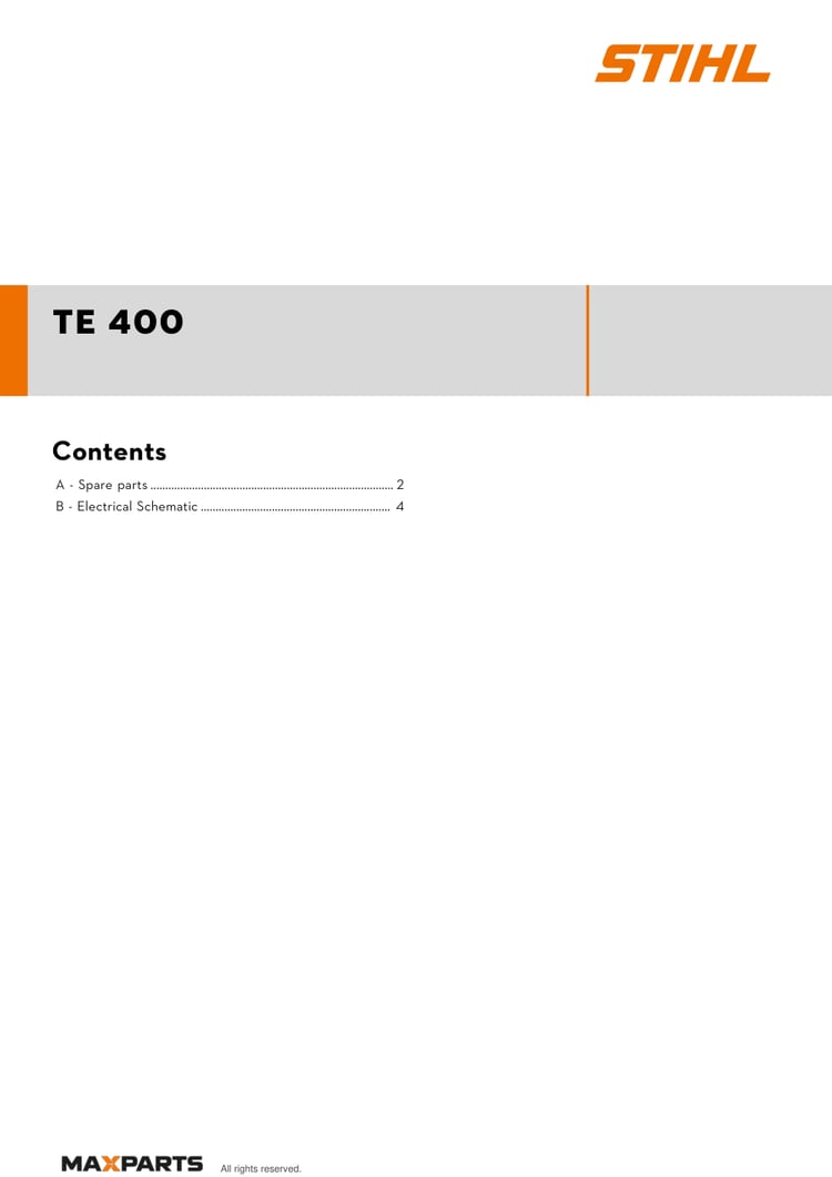 Cover of the VIKING TE 400 illustrated parts catalogue PDF, showing the model name and contents.