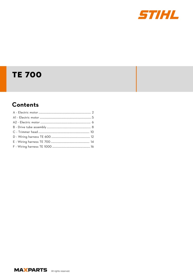 Cover of the VIKING TE 700 illustrated parts catalogue PDF, showing the model name and contents.