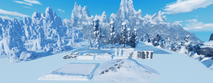 Tall icy cliffs and rugged frozen mountain peaks