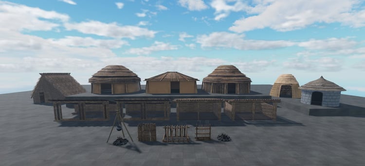 Wooden fences and barricades for a primitive village