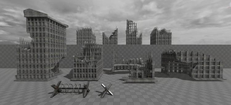 Steel hedgehog anti-tank obstacles for military defenses