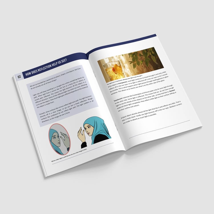 Light Year 6 Booklet | KS2 Science Knowledge Book: Light, Reflection and Colour: preview page 2 of 4
