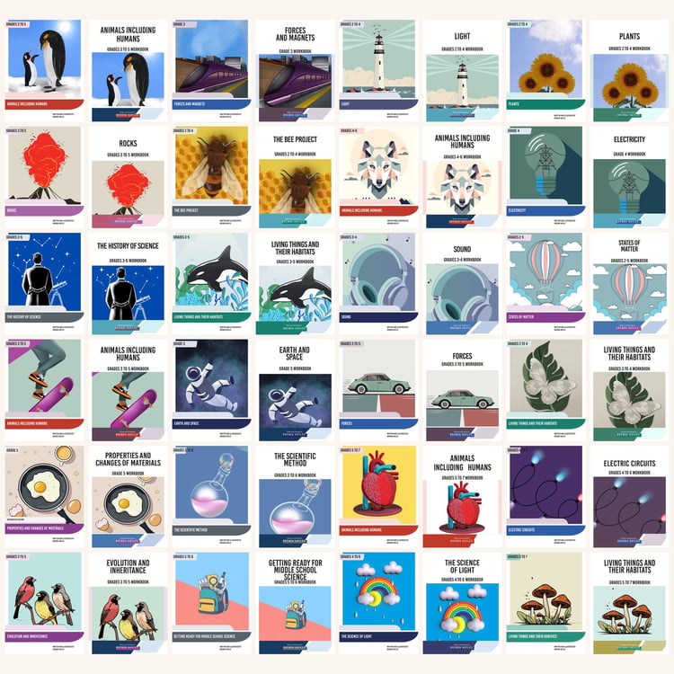Elementary Science Booklets and Workbooks | 48 Book Mega Bundle | Grades 2-7: bundle cover
