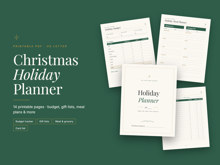 Holiday Planner and Budget Tracker printable