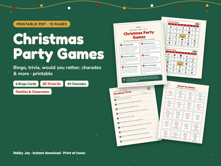 Christmas Party Games Pack printable