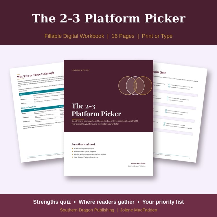 The 2-3 Platform Picker workbook cover with overlapping circles and sample strengths quiz pages