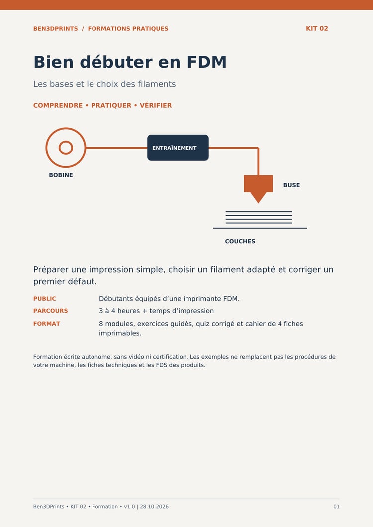 Couverture du kit 02 — FDM : bases & filaments
