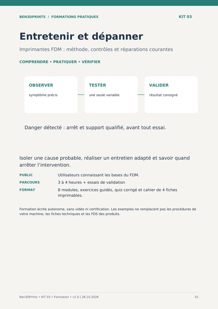 Couverture du kit 03 — Entretien & réparations FDM