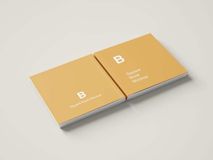 Square hardcover book mockup
