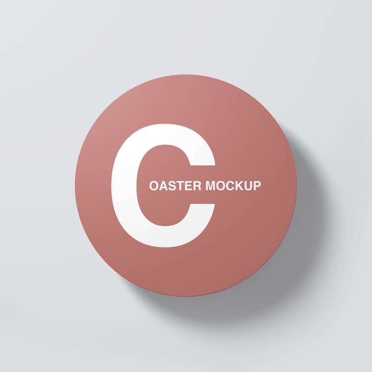 Round paper coaster mockup in top view