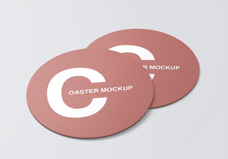 Stack circle table coaster mockup
