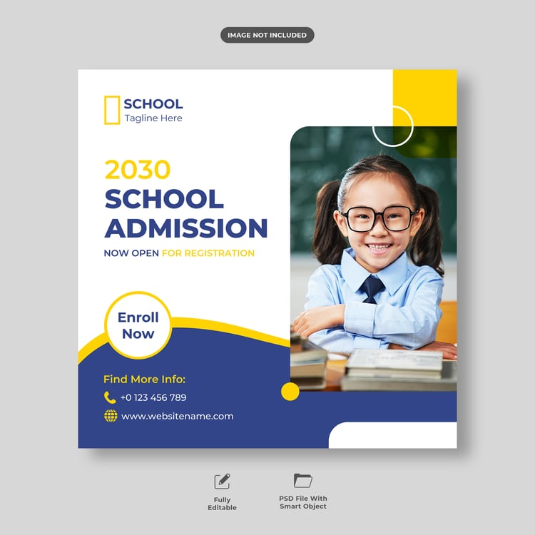 School admission social media post template