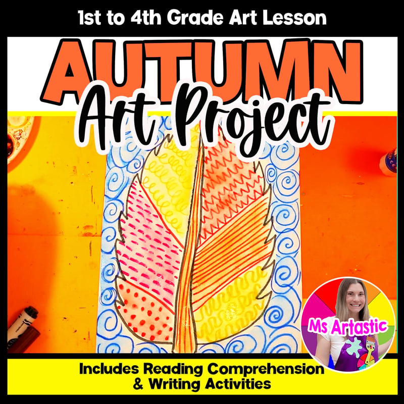 Autumn Leaf Line Art Lesson Fall Leaf Art Project Activity Reading Writing Art