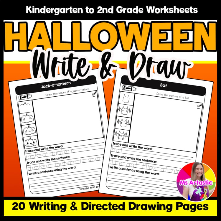 Halloween Writing Practice Directed Drawing Halloween Sentence Writing and Draw
