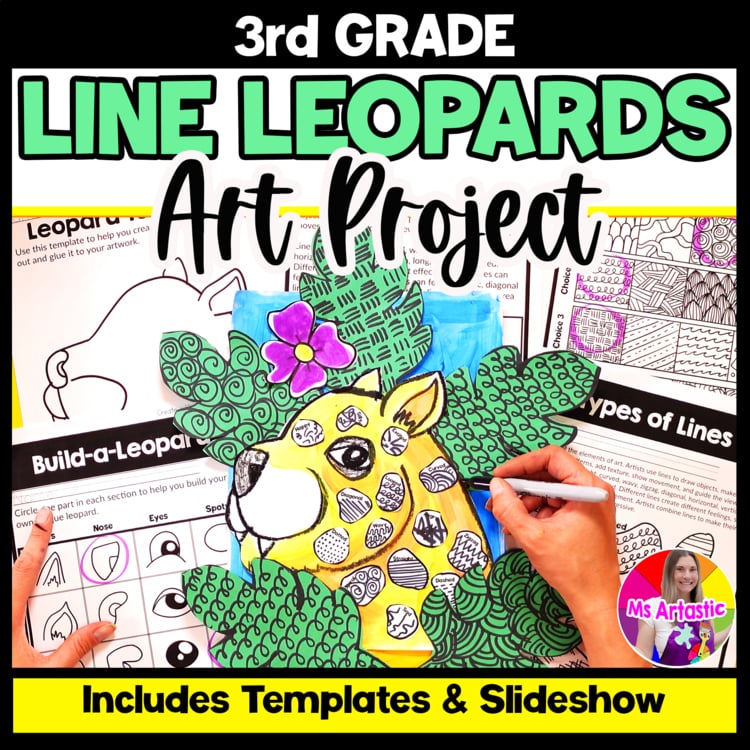 Line Art Lesson Types of Lines Leopard Art Project 3rd Grade Art Activity