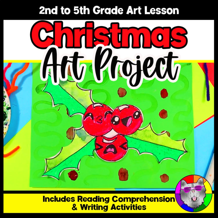 Christmas Art Lesson Christmas Holly Art Project Holiday Art Activity Craft