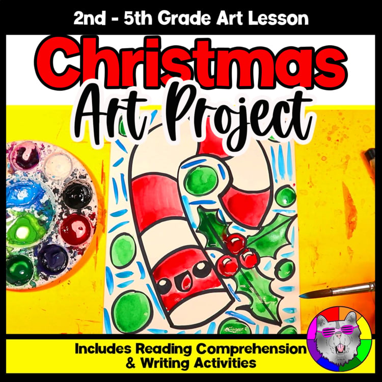 Christmas Art Project Candy Cane Art Lesson Christmas Art Activity December Art