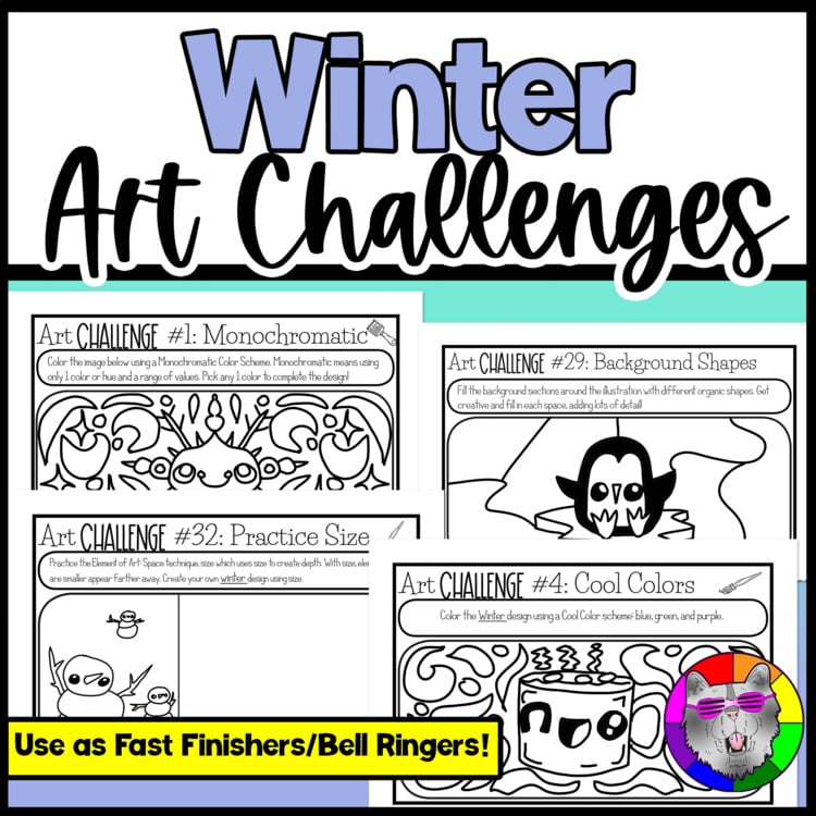 Winter Creativity Challenge Cards and Drawing Prompts Fast Finisher Activities