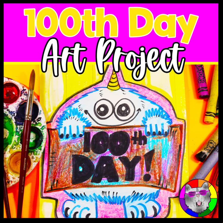 100th Day Art Project Monster Art Lesson 100 Day Art Activity 100th Day Craft