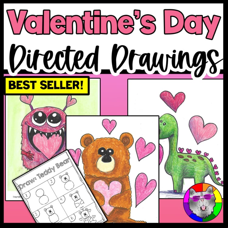 Valentines Day Directed Drawing February Art Activities Worksheets Art Lessons