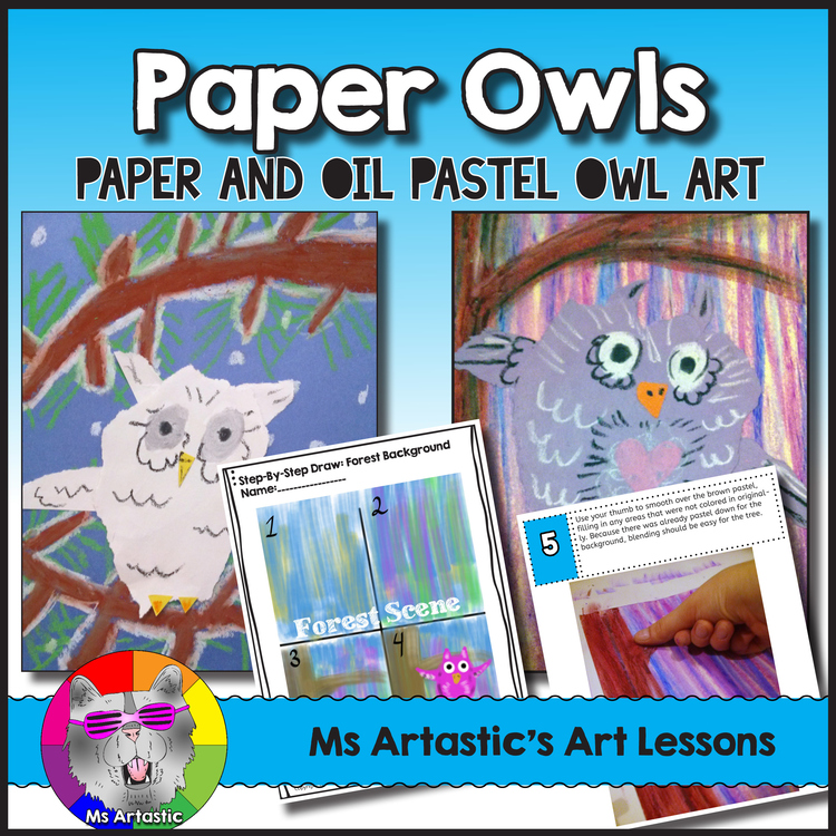 Owl Art Lesson, Paper and Oil Pastel