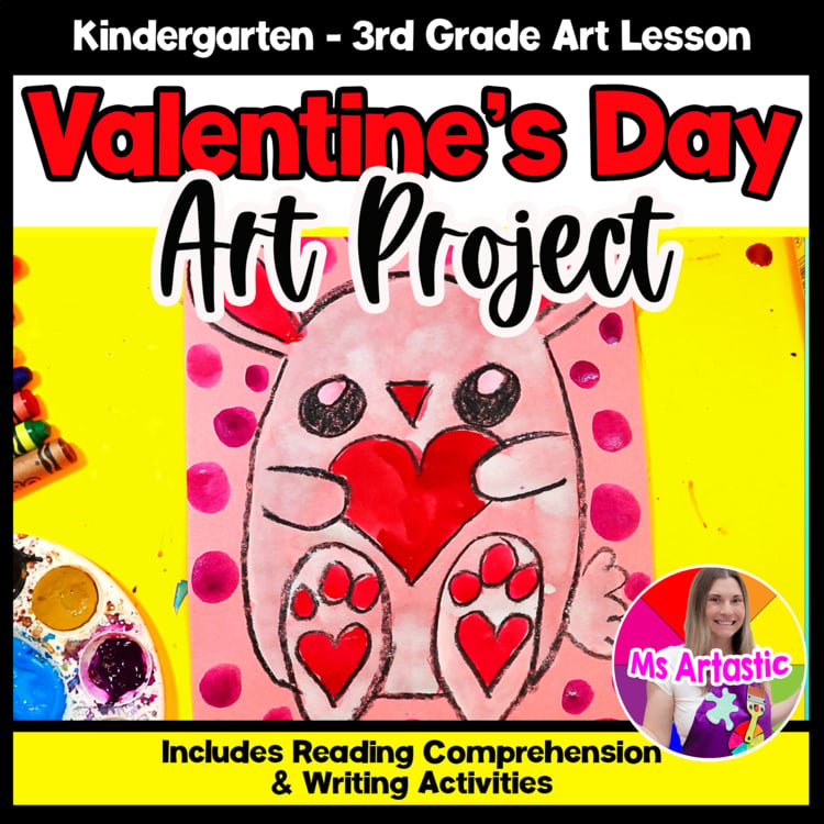 Valentines Day Bunny Art Project Primary Art Lesson Reading Writing Kindergarten
