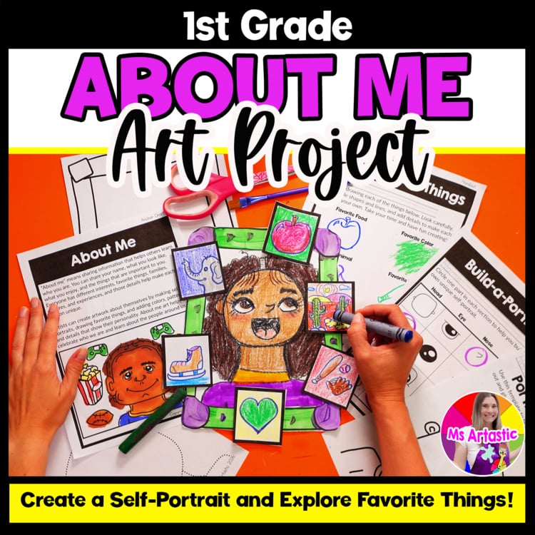 1st Grade Back to School About Me Art Lesson Portrait Favorite Thing Art Project