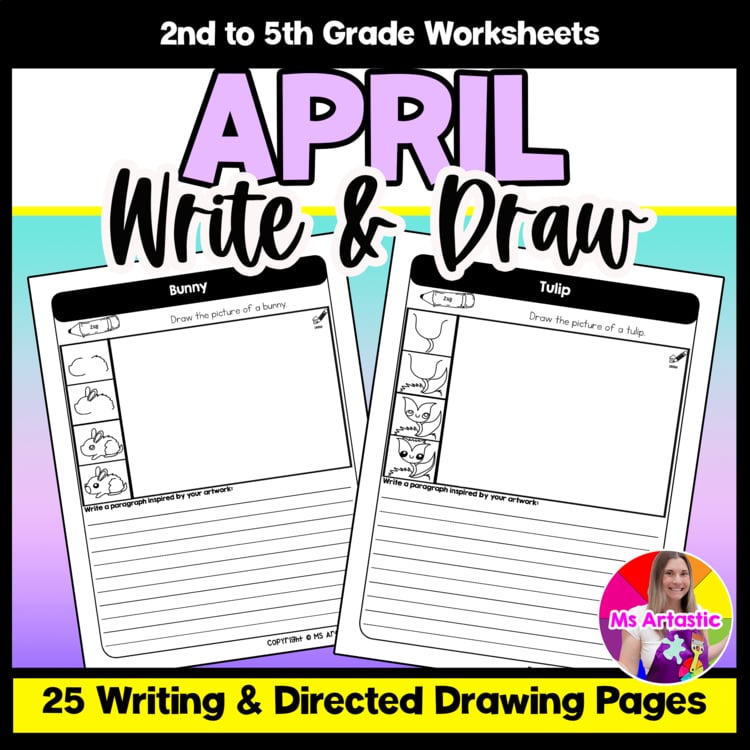 April Directed Drawings Writing Prompts Write and Draws Spring Writing Activity